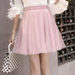 Mesh Pleated Skirt Women's Summer Skirt High Waist Sweet Tulle Skirt Solid Color All Match Loose Skirt Large Hem Dress