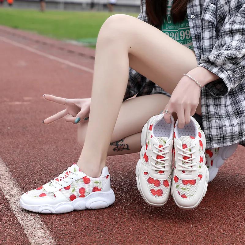 Cherry Shoes Female Students Korean Version of Breathable Net Shoes Female Cubs Sports Daddy Shoes
