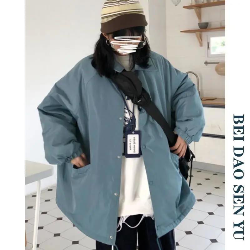 Korean Version of Tooling Loose Version Winter Solid Color Cotton Coat Thick Padded Jacket