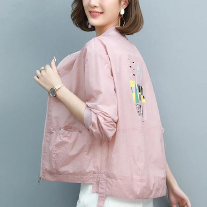 Printed Solid Color Sun Protection Clothing Women's Long-sleeved Light Women's Short Jacket Casual All-match Summer Sun Protection Shirt