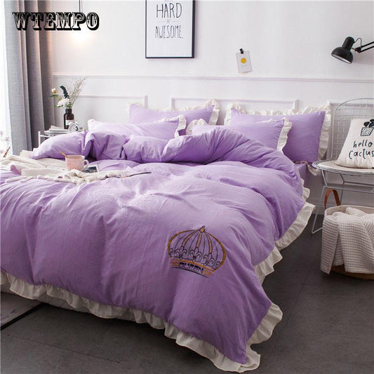 BrandNew Bedding Set Princess Style Thick Cotton Bedspreads and Pillowcases Single Queen King Size Bed