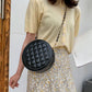Diamond Lattice Round Bag Metal Chain Pu Leather Messenger Bag Women Outing Trip Large Capacity Crossbody Bags
