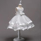 Girls Satin Princess Dress Puff Dress Flower Girl Dress Skirt Hand Beaded Multicolor Performance Costume Lace Mesh Sweet Dress