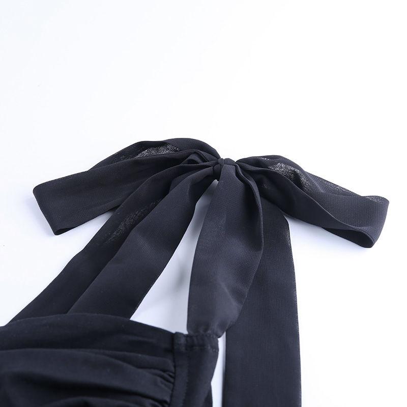 European American Style Sexy Sling Dress Female Summer Slim Pure Color Folds Hip Skirt Was Thin Short Skirt