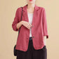 Loose Solid Color Cotton and Linen Small Suit Spring and Summer Linen Top All-match Long-sleeved Casual Temperament Jacket Women