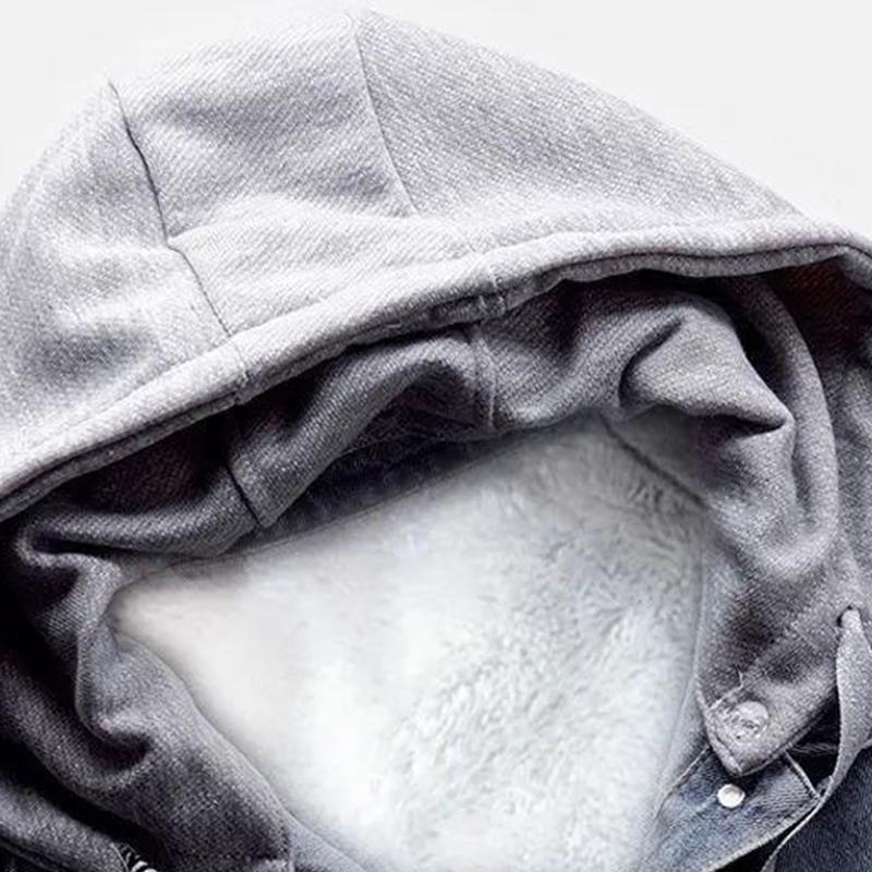 Denim Jacket Ladies Plus Velvet Thin Velvet Autumn and Winter Short Hooded Lamb Wool Cotton Jacket All-match  Cardigan Tops