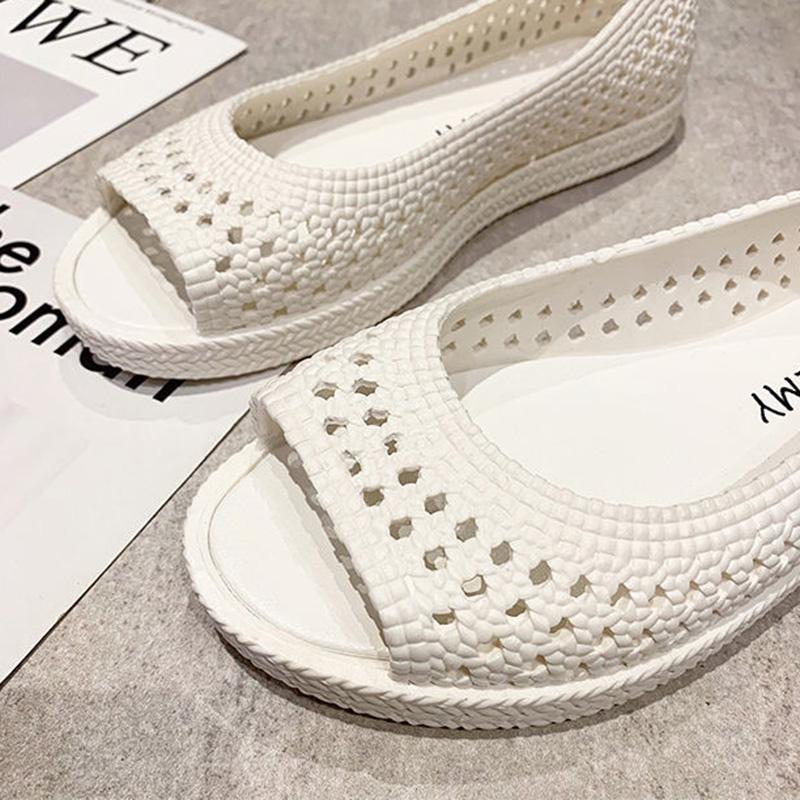 Sandals Platform Women's Summer Plastic Fish Mouth Non-slip Soft Comfortable Mother Pregnant Women Shoes Hollow Nurse Shoes