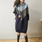 Hooded Color Matching Sweater Dress Women's Loose All-match Dress
