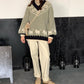 Autumn Winter  Women Fashion Sweater Casual Knitting Sweater Jacquard V-neck Pullovers Loose Casual Long Sleeve Sweater