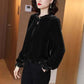 Long Sleeve Velvet Shirt Women's Spring and Autumn Loose Solid Color Bottoming Shirt Top