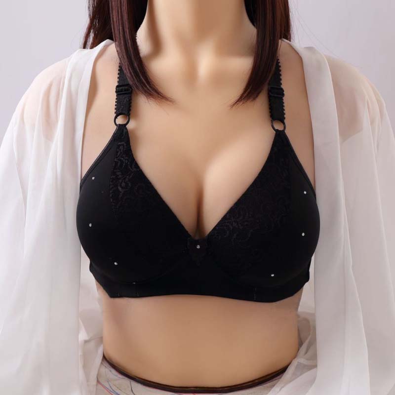Middle-aged and Elderly Large Size Thin Section Gather Breathable Bra Without Steel Ring Cotton Soft Adjustable Sexy Fashion Underwear