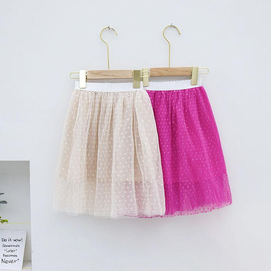 Baby Girls Princess Mesh Skirts Summer Kids Heart Print Clothing Children Sweet Party Costumes 3-7Y