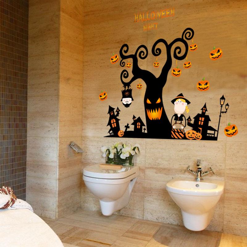 [Wall sticker ]Halloween Party Night Wall Stickers For Kids Rooms Diy Living Room Toilet Sticker Wal