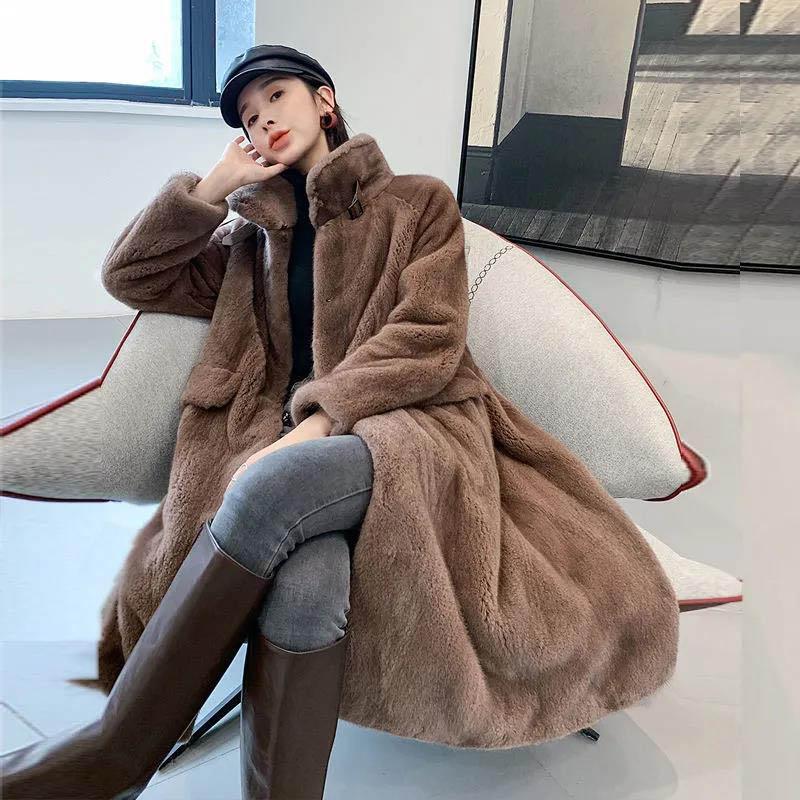Mink Velvet Coat Women's Mid-length Faux Fur Coat Quilted Thickened Women's Coat