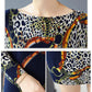 Leopard Knitted Dress Women Autumn Winter Boat Neck Long Sleeve Sweater Dress Slim Pullover Dress