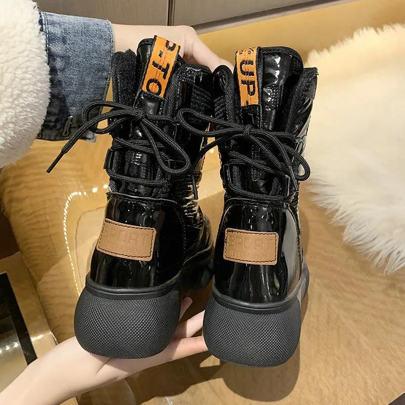 Thickened and Velvet Waterproof White Snow Boots Women's Shoes Winter Wild Short-tube Middle-tube Thick-soled Cotton Boots