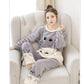 Genuine Flannel Autumn and Winter Women's Pajamas Plus Velvet Thick Coral Fleece Suit Large Size Warm Home Service