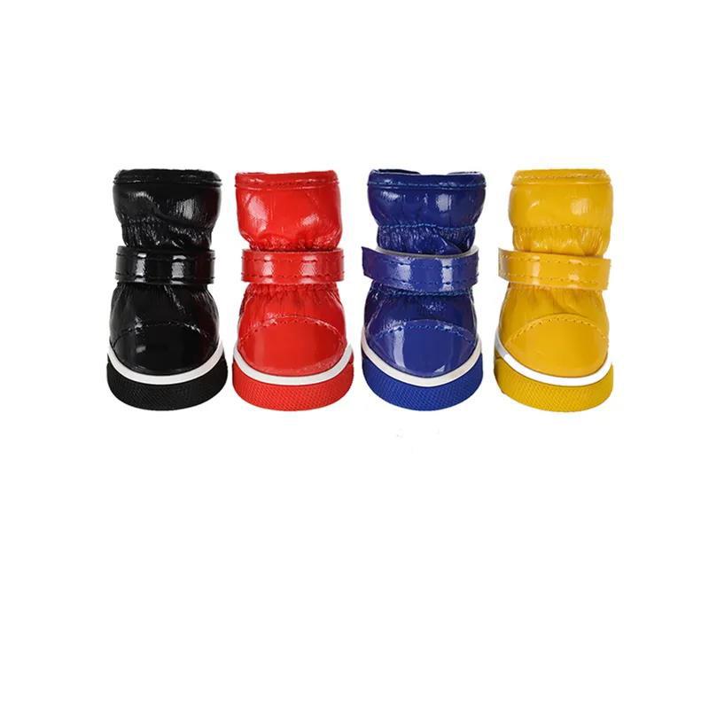 Pet Shoes 4 Pieces Outdoor Indoor Dog Shoes Teddy Winter Shoes Bichon Pet Dog Walking Shoes Snow Boots Keep Warm Cotton Boots Wear-resistant Boots