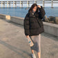 Winter Short Coat Lace-up Down Cotton Thickened Windproof Cold Warmth Loose INS Style Casual Solid Color Ladies Hooded Jacket
