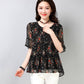 Chiffon Shirt Short -sleeved Large Size Women's Shirt Floral Loose T-shirt Round Neck Shirt