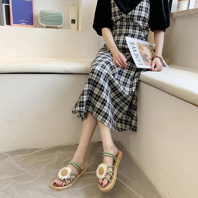 Women's Shoes Summer All-match Wear Student Slippers Female Fairy Flat Transparent Simple Sandals and Slippers Women