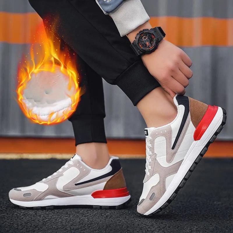 Winter Men's Warm Velvet Padded Cotton Shoes Trendy Sneakers Student Casual Shoes