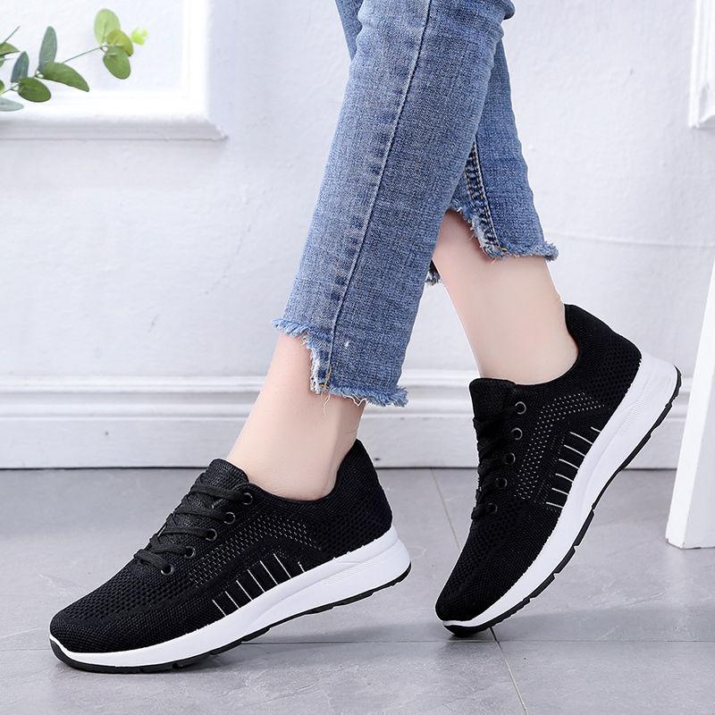 Ladies Sports Shoes Mesh Casual Shoes Flat Lightweight Running Shoes Canvas Non-slip Travel Single Shoes Women