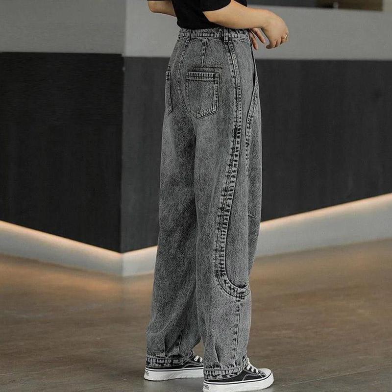Women's High Waist Jeans Straight Loose and Thin Spring and Autumn Harem Trousers
