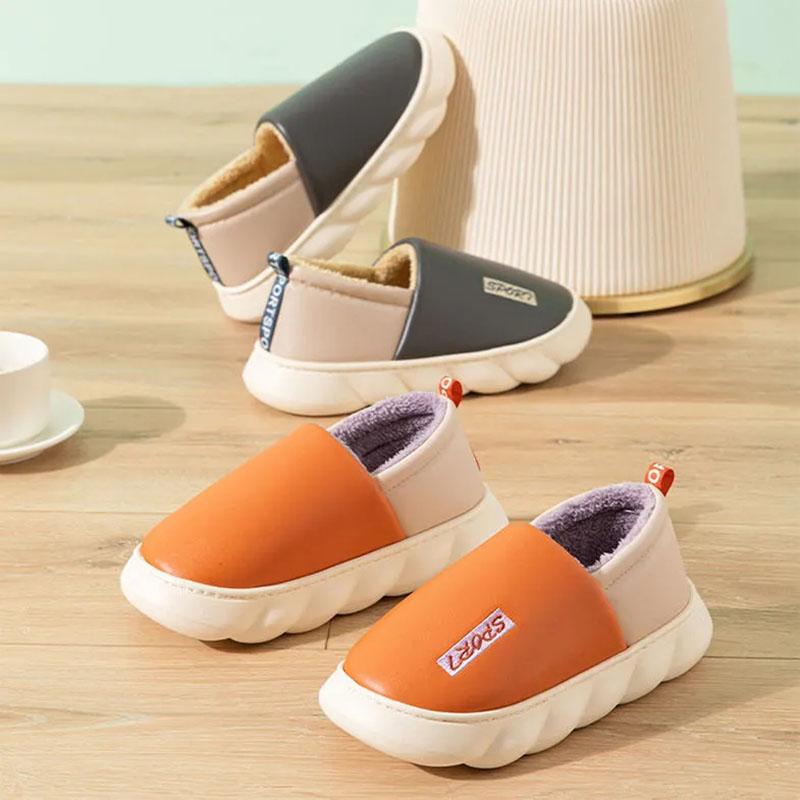Winter Waterproof All-inclusive Heel Cotton Slippers Ladies Thick-soled Non-slip Home Household Cold-proof Warm and Velvet Cotton Shoes Men