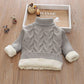 Children's Warm and Windproof Sweater Sweater Base Set To Thicken Autumn and Winter Clothes High and Low Collar Twist