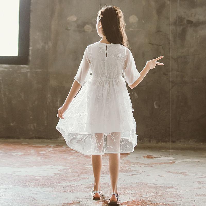 Girls' Dress 5-sleeve Summer Korean Style Version Children's A-line Princess Skirt Children's Mesh Skirt