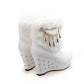 Women's Winter Thick Soled High Heel Short Boots Simulated Rabbit Hair Women's Boots Waterproof Wedged-heel Snow Boots