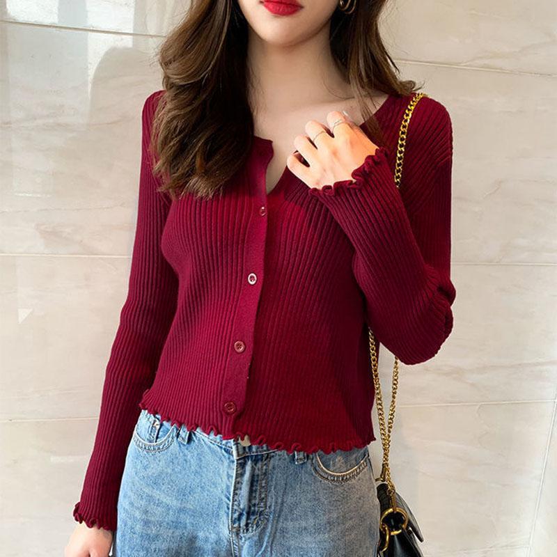 Autumn and Winter Knitted Sweater Short Long-sleeved Casual Jacket Cardigan Loose Young Women's Top