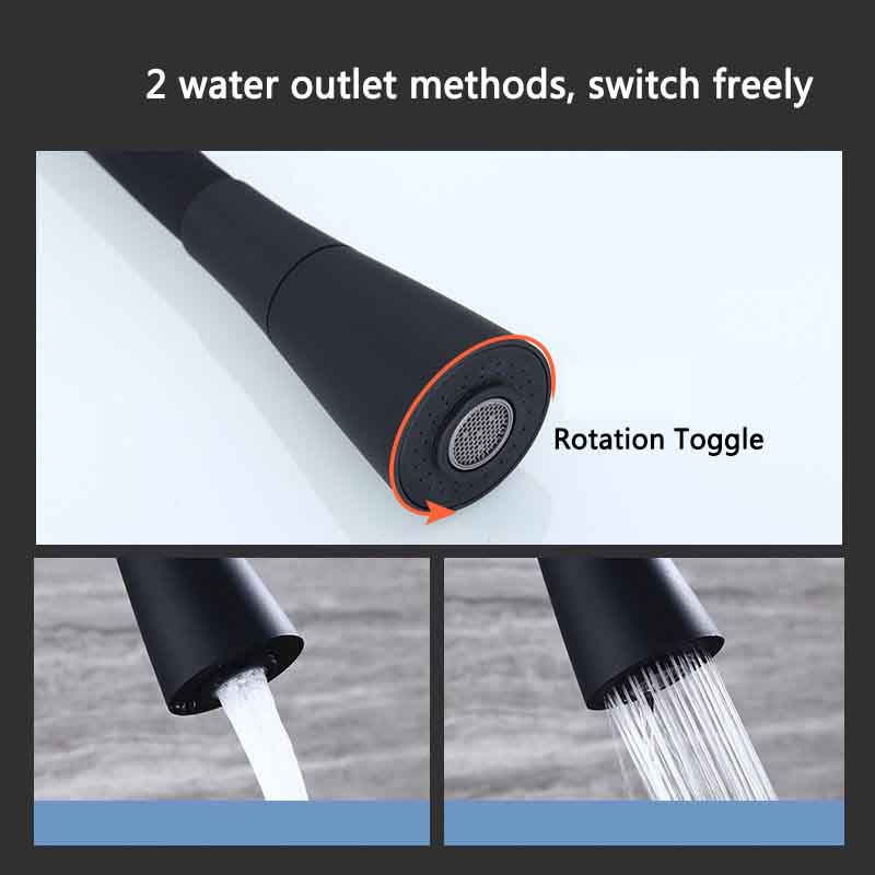 Polished Chrome Black Single Handle Kitchen Basin Faucet 360 Degree Rotating