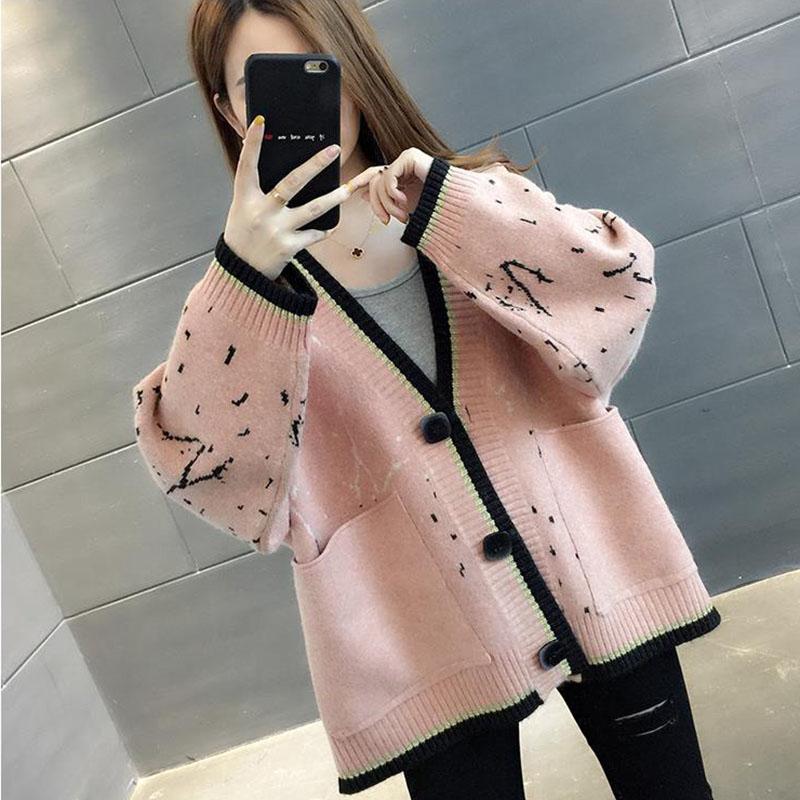 Autumn and Winter Loose Casual Sweater Cardigan Knitted Simple Coat Fashionable Women's Top