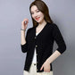 Spring and Autumn Thin Knit Sweater Cardigan Short V-neck Top Long Sleeve Outer Female Jacket