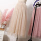 Four Seasons Can Wear Half-length Skirt Female Heavy Industry Beaded Bright Silk Gauze Sweet Fairy Long Skirt Three-layer Fabric A-line Skirt