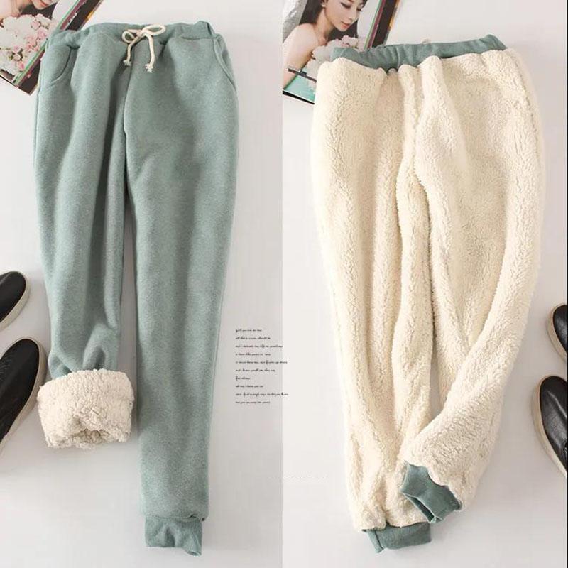 Lamb Velvet Padded Sweatpants Women's Plus Velvet Autumn and Winter Pants Loose Plus Size Small Feet Student Harem Pants