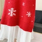 Autumn and Winter Snowflake Christmas Maternity Clothes Long Sleeve Dress Mid-length  Loose Plus Size Round Neck Knitted Skirt