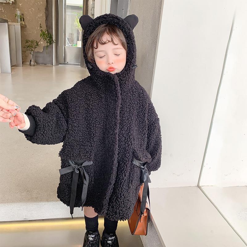 Girls Lamb Wool Warm and Windproof Jacket Autumn and Winter Thick Hooded Winter Clothes