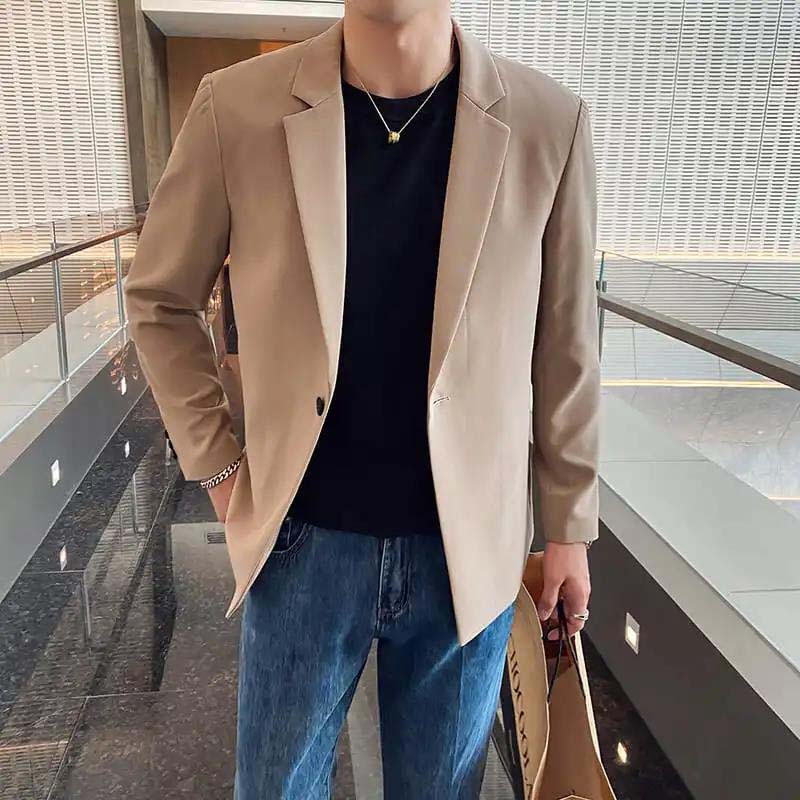 Men's Jacket Casual Suit Men's Youth Loose Work Business Blazers