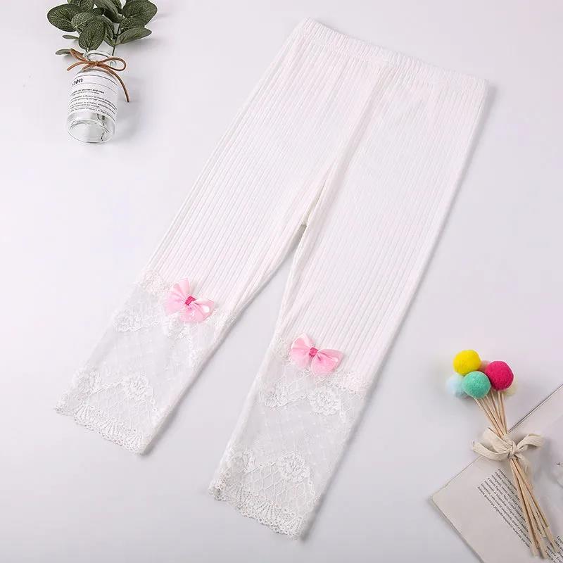 Girls' Cropped Trousers Summer Thin Children's Modal Lace Leggings Female Baby Outer Wear Pants
