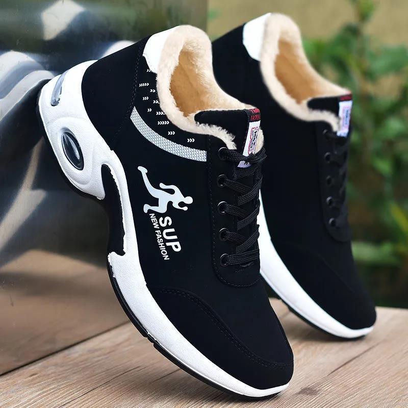 Autumn and Winter Fleece Warm Men's Shoes Sports Shoes All-match Men's Casual Shoes Running Shoes