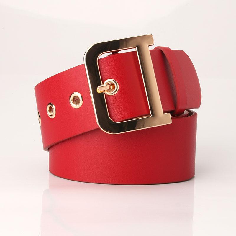 Ladies belt fashion D word buckle fashion wild dress wide belt decorative belt