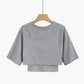 Gray Short-sleeved Irregular T-shirt Women's Short Umbilical Short Chic Top Two-piece Female Summer