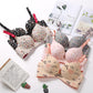 Five-color One-piece Bra Gathered Adjustable Shoulder Strap Four Rows of Buckles Without Steel Support Printed Bra
