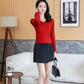 Autumn and Winter Knitted V-neck Sweater All-match Slim Short Top Small Simple Solid Color Female Bottoming Shirt