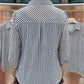 Striped Shirt Women's All-match Middle-aged Mother's Shirt To Cover The Belly and Show Thin Three-quarter Sleeve Top Large Size
