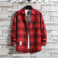 Plus Size Shirt Men T-shirts Button Up Overshirt Plaid Tees Stretch Undies Male Fashion Clothing Long Sleeves Casual Cardigan