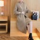 Autumn and Winter Knitted Top Long-sleeved Mid-length Sweater Solid Color Cardigan